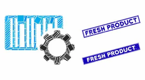 Bar Code Settings Mosaic and Distress Rectangle Fresh Product Stamps Stock-Illustration