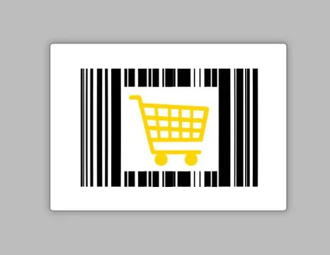 Bar code with shopping cart illustration design over grey Stock-Illustration