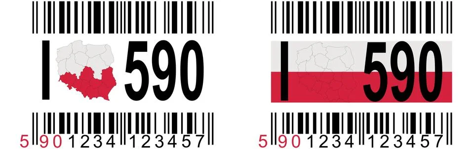 The bar code starting with 590 is a mark already produced in Poland - promote Stock Illustration