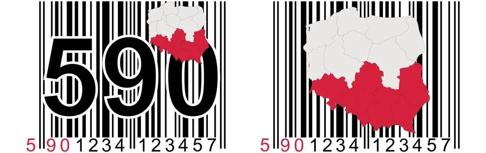 The bar code starting with 590 is a mark already produced in Poland - promote 스톡 일러스트