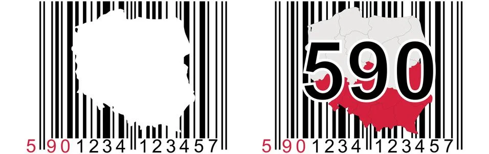 The bar code starting with 590 is a mark already produced in Poland - promote Stockillustratie