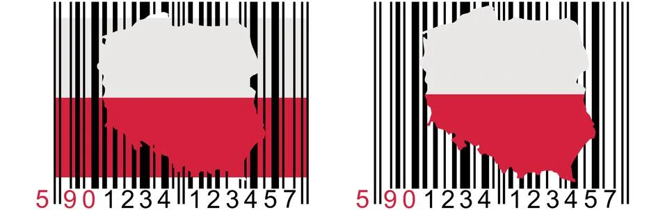 The bar code starting with 590 is a mark already produced in Poland - promote Stockillustratie