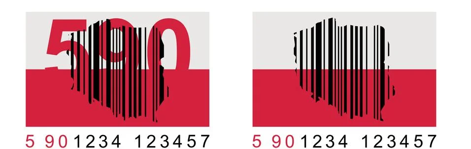 The bar code starting with 590 is a mark already produced in Poland - promote Illustrazione stock