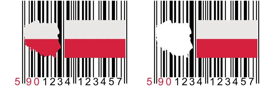 The bar code starting with 590 is a mark already produced in Poland - promote Stock Illustration