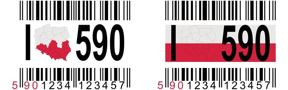 The bar code starting with 590 is a mark already produced in Poland - promote Illustrazione stock