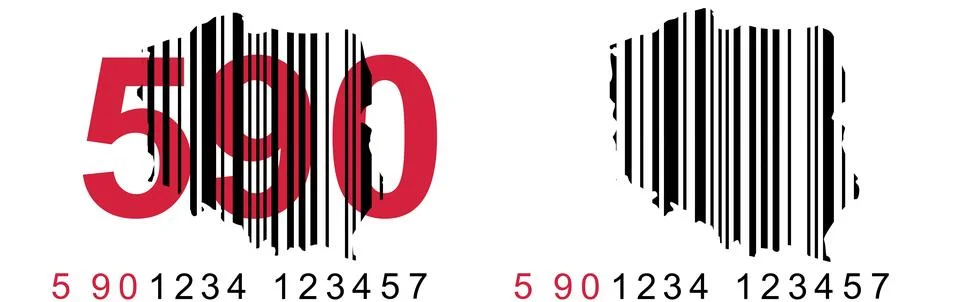The bar code starting with 590 is a mark already produced in Poland - promote Stock Illustration