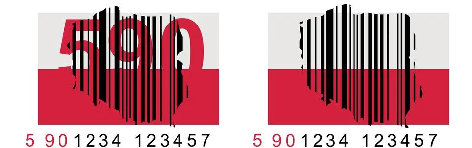The bar code starting with 590 is a mark already produced in Poland - promote Stock-Illustration