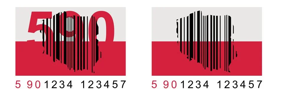 The bar code starting with 590 is a mark already produced in Poland - promote Stock-Illustration