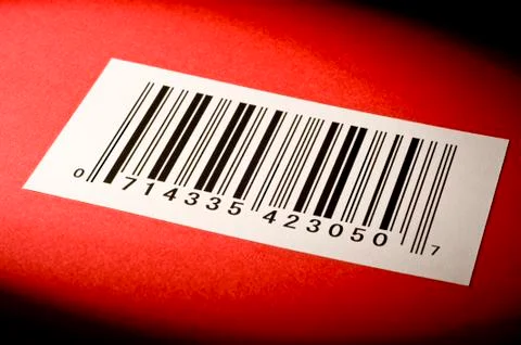 Bar Code On Textured Red Background Stock Photos