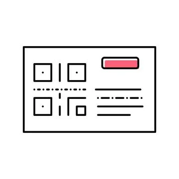 Bar code on transport ticket color icon vector isolated illustration Stock Illustration