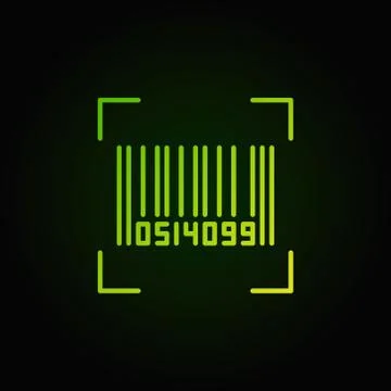 Bar code vector green line icon on dark background Stock Illustration