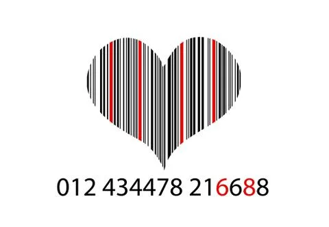 Bar-code on white with herat 스톡 일러스트