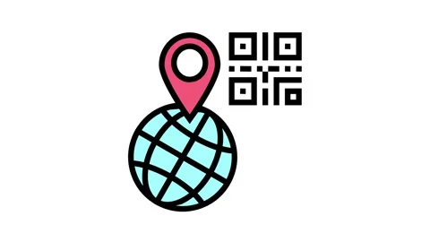 Bar code worldwide location color icon animation Video stock 157262649