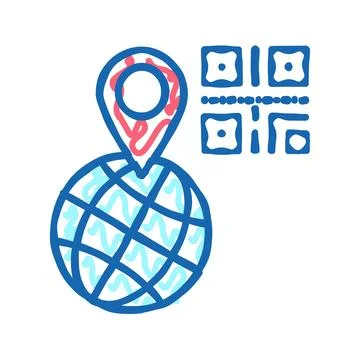 Bar code worldwide location color icon vector isolated illustration Illustrazione stock