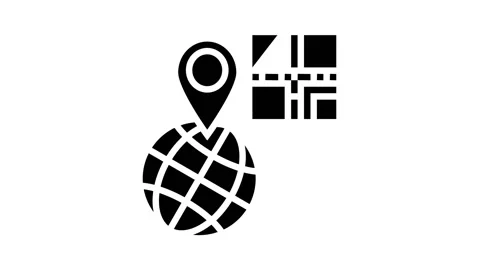 Bar code worldwide location glyph icon animation Video stock 157265839