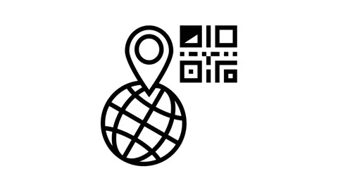 Bar code worldwide location line icon animation Video stock 157264487