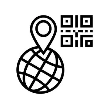 Bar code worldwide location line icon vector illustration Stock Illustration