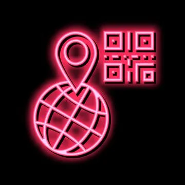 Bar code worldwide location neon glow icon illustration Stock Illustration