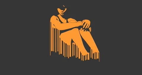Bar code with young woman silhouette. Human trafficking text. Unhappy woman Video stock 246167760