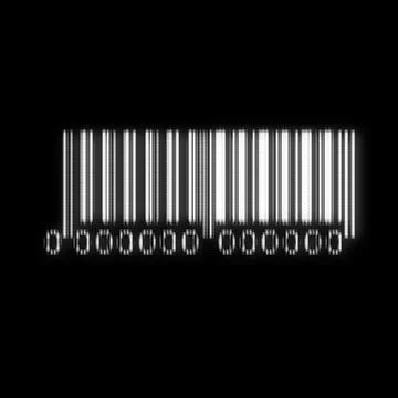 BAR code with zeros isolated on black and glitch screen effect applied 写真素材