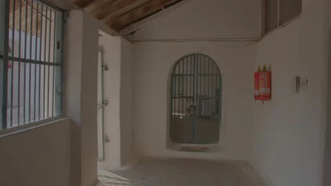 Bar corridor inside the prison india Stock Footage 222034414