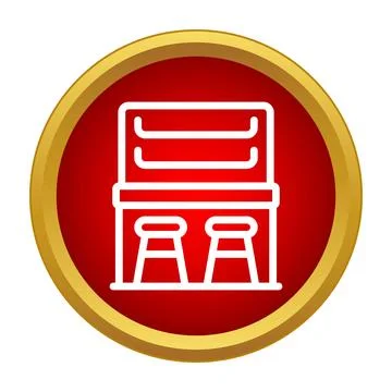 Bar counter and stools icon with golden border Stock Illustration
