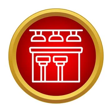 Bar counter and stools inside a cafe or pub icon Illustrazione stock