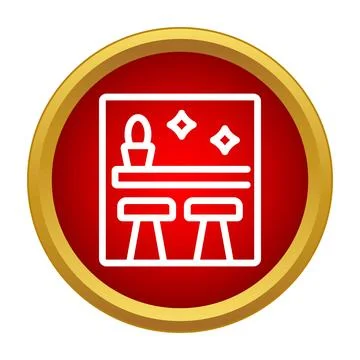 Bar counter and stools interior furnishing icon Stock Illustration