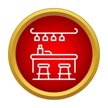 Bar counter and stools line icon concept Stock Illustration