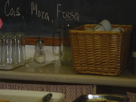 Bar counter with flowers Stock Footage 83339923