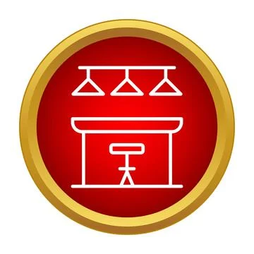 Bar counter icon with stool and hanging lights Stock Illustration