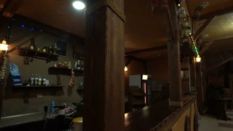 Bar counter in one of the pubs before opening from slider 4K Stock-Footage 120730029