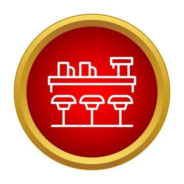 Bar counter with stools and beer mugs icon Illustrazione stock