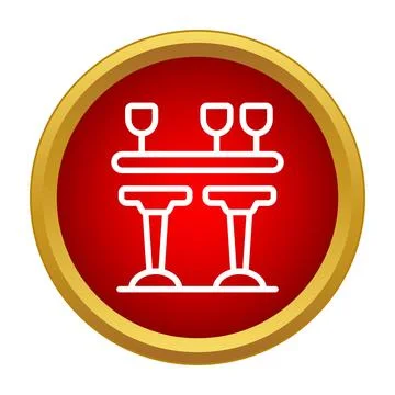 Bar counter with stools and glasses icon Illustrazione stock