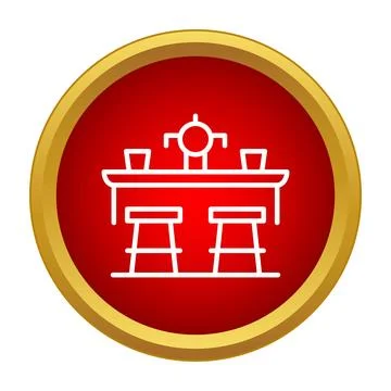 Bar counter stools drinks icon in red circle Illustrazione stock