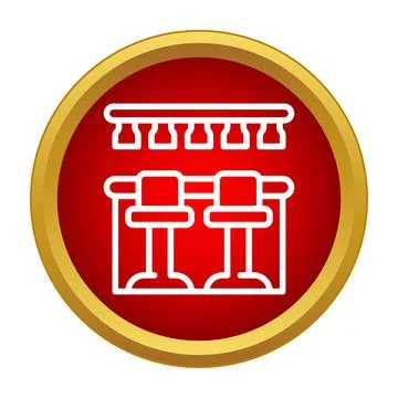 Bar counter stools with drinks icon Stock Illustration