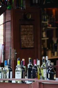 The bar counter of a tasting establishment Stock Photos