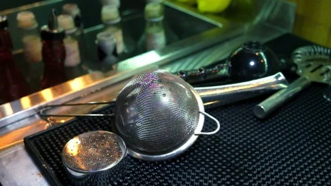 Bar counter with tools, accessories. bartender tools Stock Footage 85615249