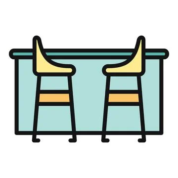 Bar counter with two stools icon drawing Stock Illustration
