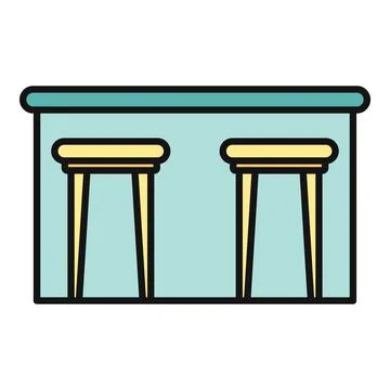 Bar counter with two stools icon drawing Stock Illustration