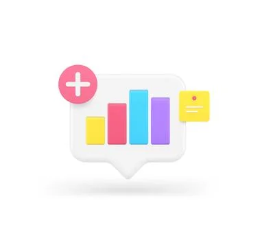 Bar diagram graph add quick tips management business analyzing 3d icon realis Stock Illustration