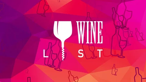 Bar drinks postcard cover with words wine list written with luxury western Stock-Footage 129644504