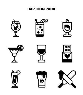 Bar DuoTone Set Icons Pack Illustrazione stock
