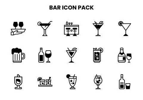 Bar DuoTone Vector Icons Pack Illustrazione stock