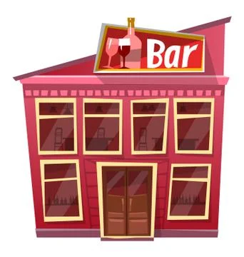 Bar Exterior of Pub, Drinking Establishment Facade Stock Illustration