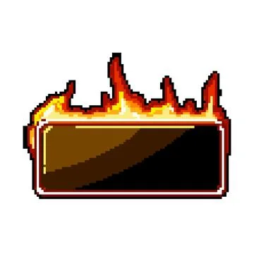 Bar fire game button pixel art vector illustration Stock Illustration