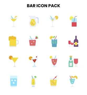 Bar Flat Bundle Icons Pack Illustrazione stock