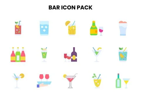 Bar Flat Design Icons Pack Stock Illustration