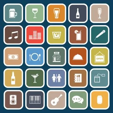 Bar flat icons on blue background Stock Illustration
