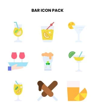 Bar Flat Icons Pack Stock Illustration